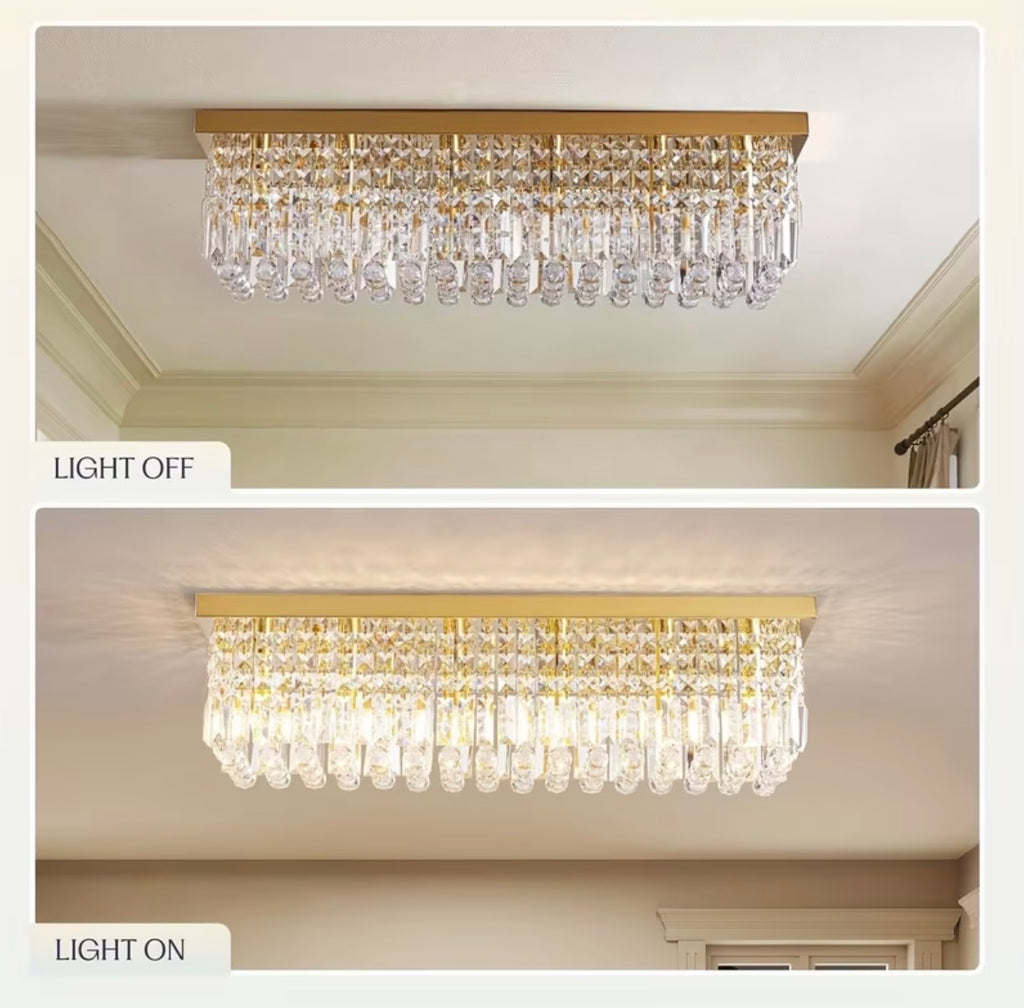 Modern Rectangular Crystal Ceiling Light