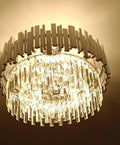 Silvery Crystal Chandelier, Round Double-Layer Ceiling