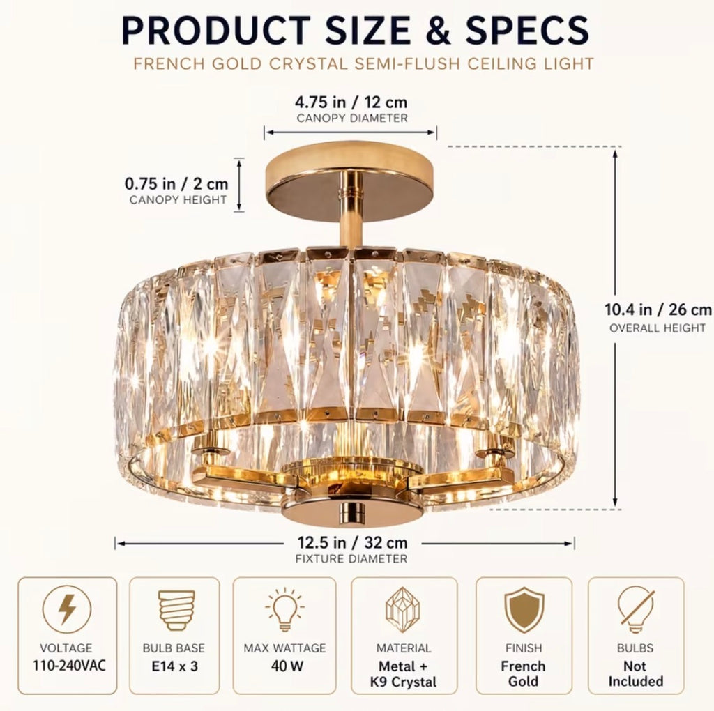 Crystal Golden Pendant Ceiling Light