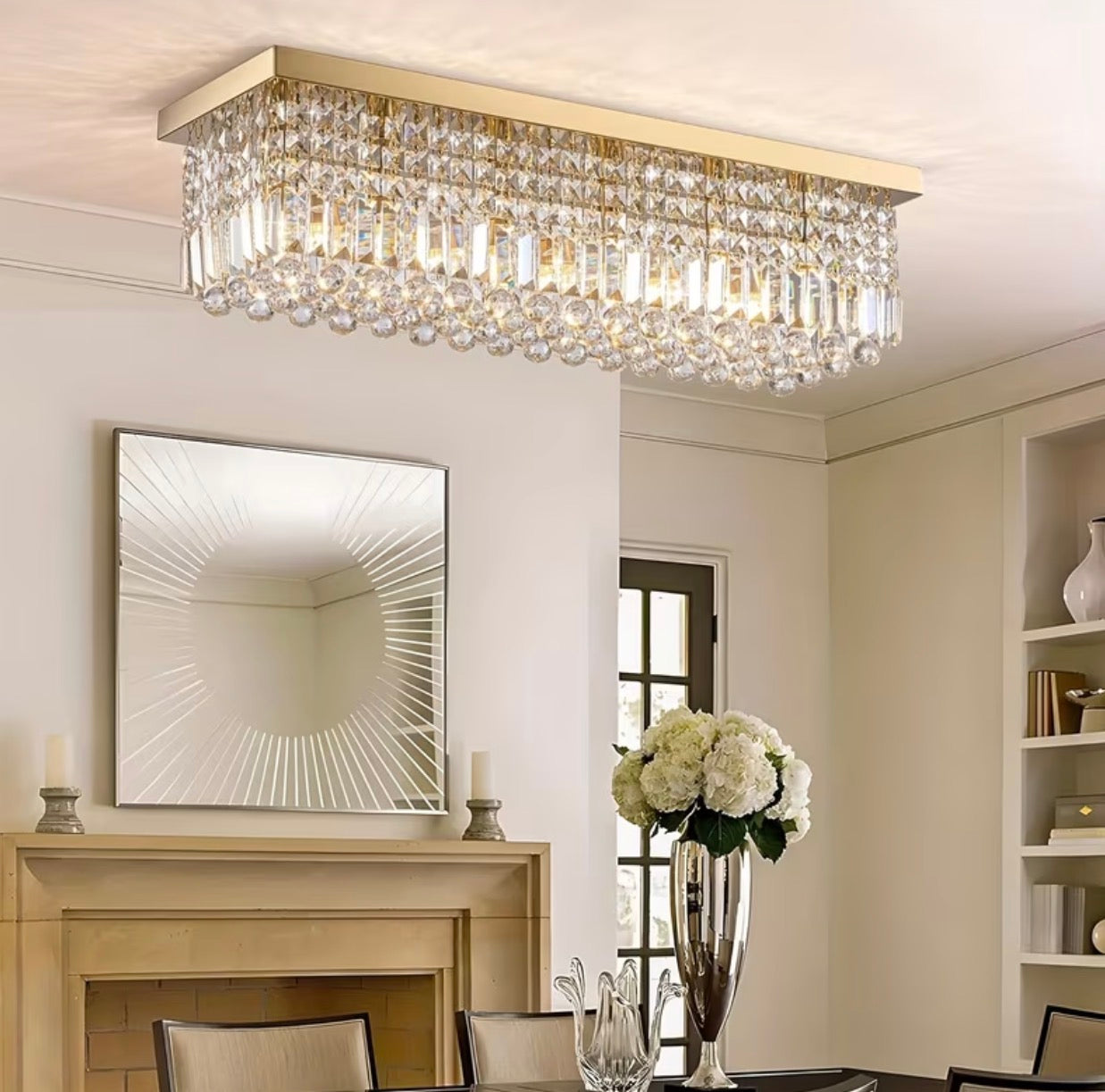 Modern Rectangular Crystal Ceiling Light