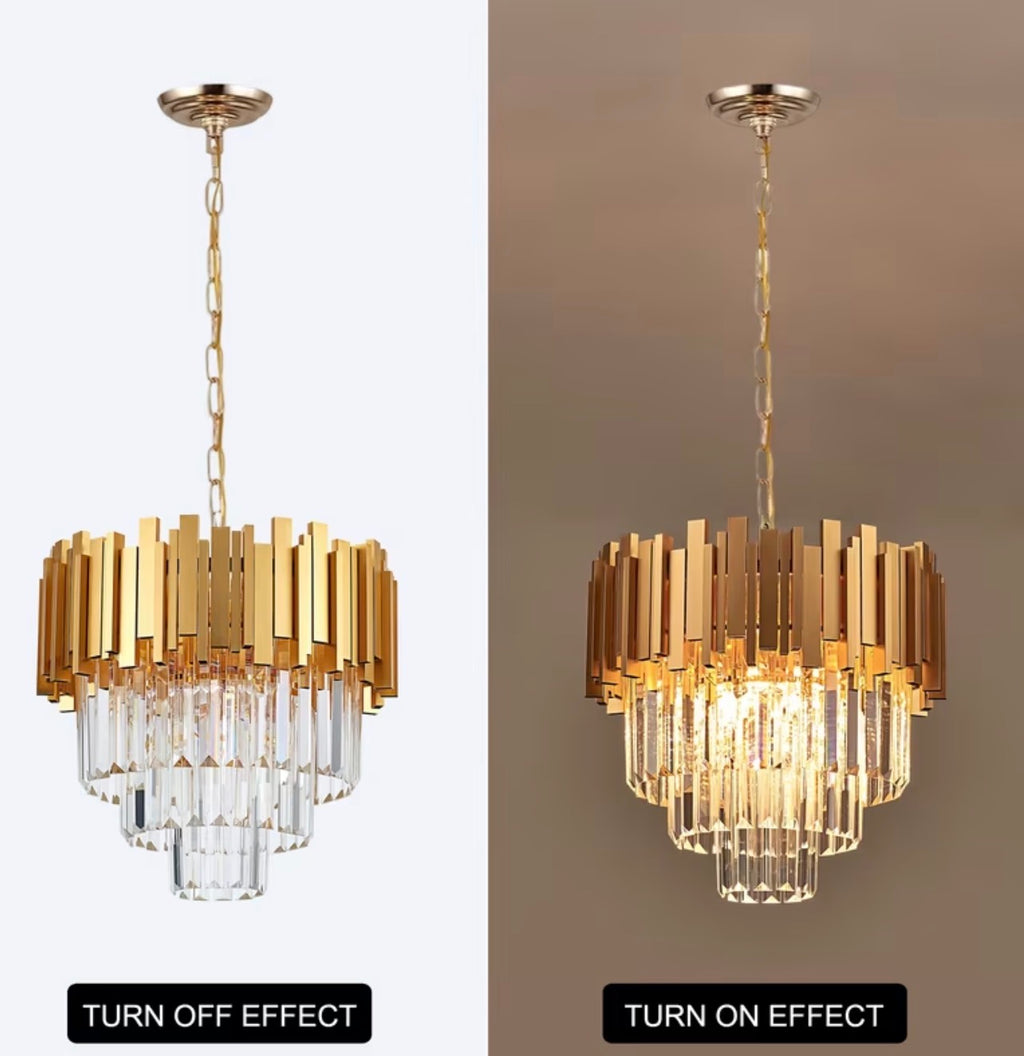 Crystal Golden Chandelier Modern Crystal Pendant