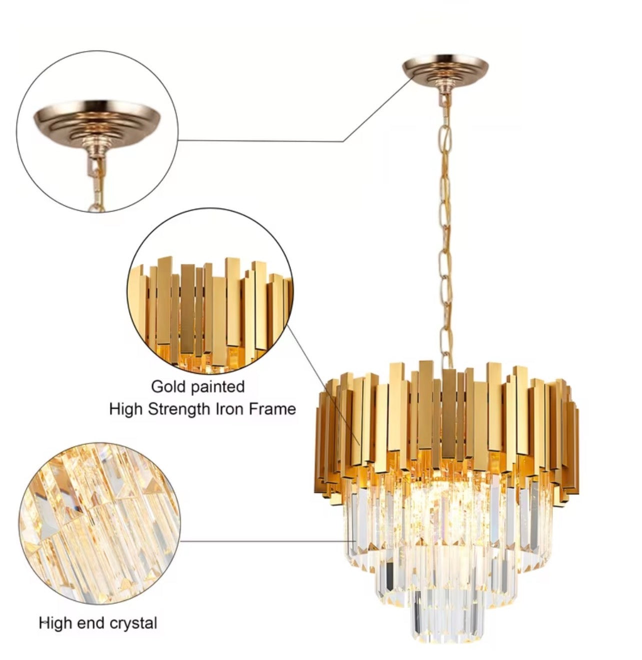 Crystal Golden Chandelier Modern Crystal Pendant