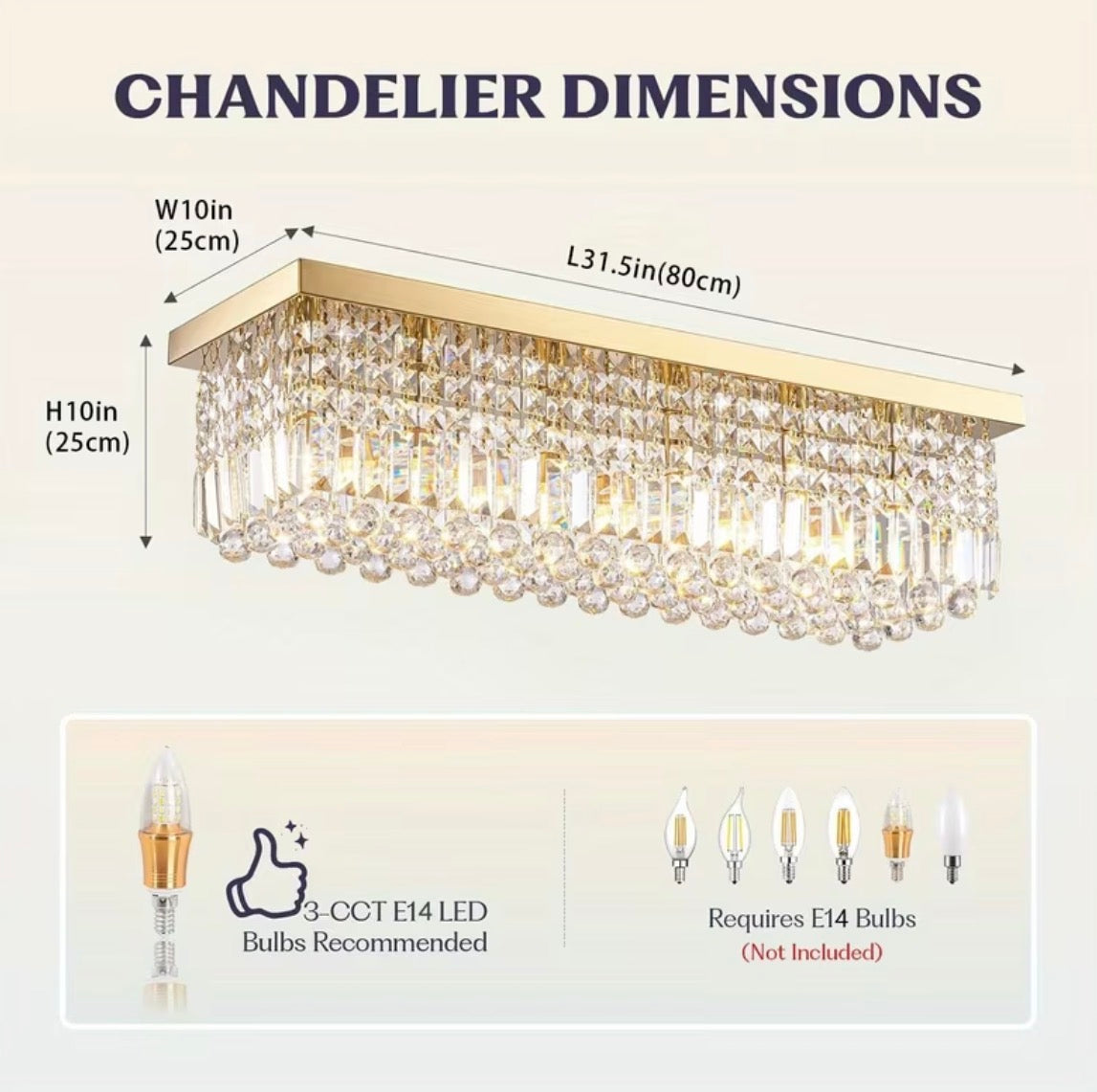 Modern Rectangular Crystal Ceiling Light