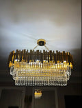 Golden Crystal Pendant Light, Oval Embedded Ceiling