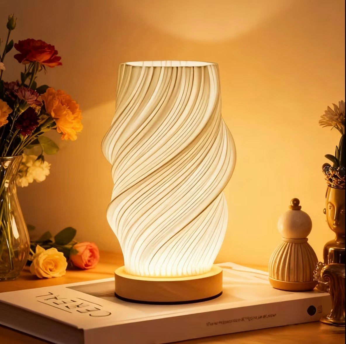 Vase Lamp, with Wooden Base