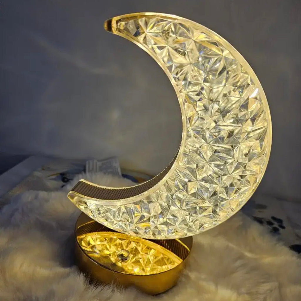 Rechargeable Acrylic Crystal  3 colour touch  Moon Lamp