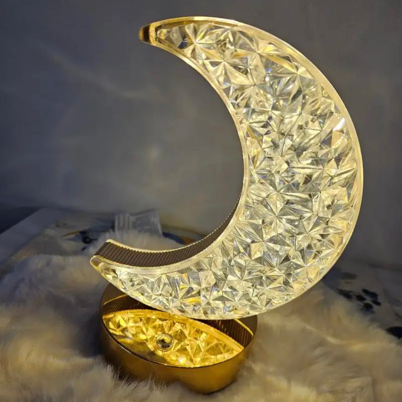 Rechargeable Acrylic Crystal  3 colour touch  Moon Lamp