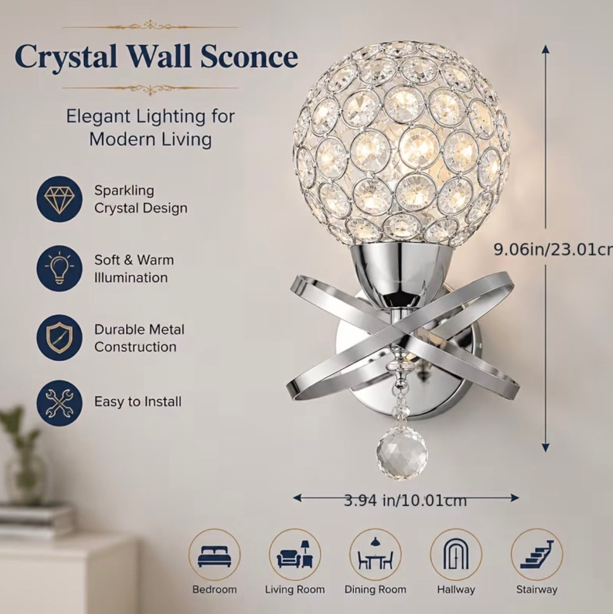 Elegant Modern Crystal wall light